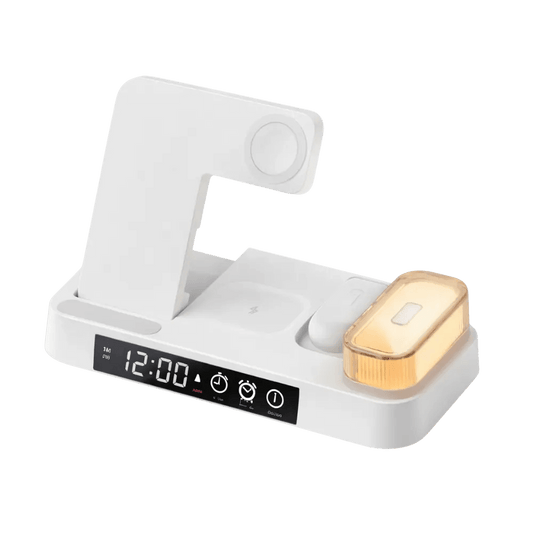 4-in-1 Wireless Charging Station mit Uhr & LED – Kabelloses Laden für iPhone, Apple Watch & AirPods