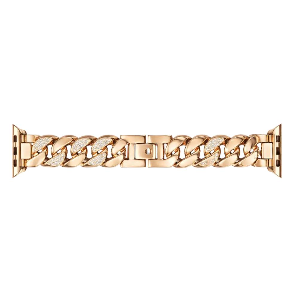 Edelstahl Apple Watch Armband Roségold – Kettenarmband mit Strass