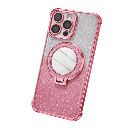 iphone 16 pro hülle glitzer pink mit spiegel und premium design