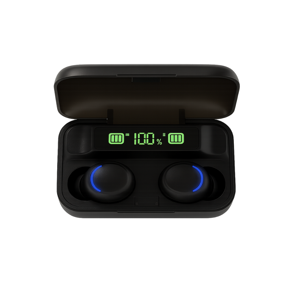 Bluetooth Kopfhörer mit LED-Anzeige und Ladecase