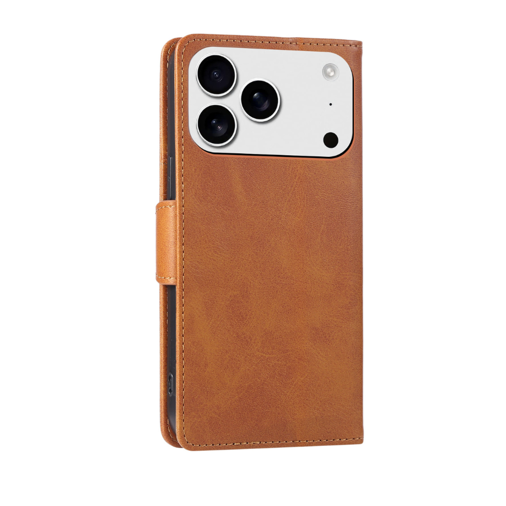 iPhone 17 Pro Max Lederhülle Braun – Edler Rundumschutz mit Kartenfach