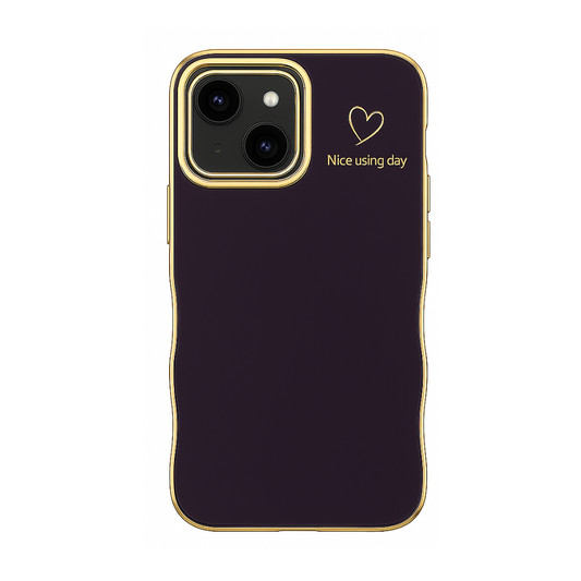 Luxus Handyhülle Dunkellila mit Goldrahmen für iPhone 14
