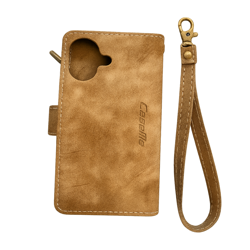 iPhone 17 Hülle – Premium Leder Wallet Case mit Band
