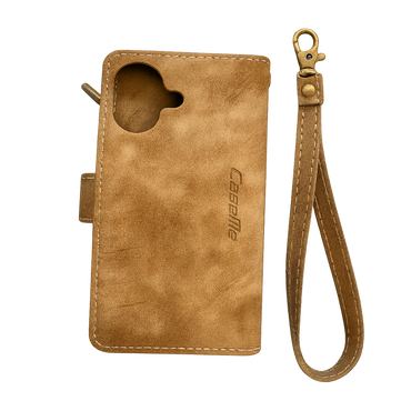 iPhone 17 Hülle – Premium Leder Wallet Case mit Band