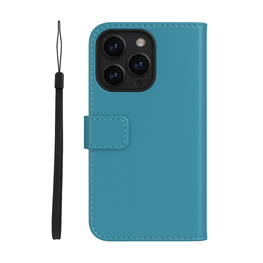 iPhone 16 Pro Hülle – Premium Wallet Case mit Kartenfach, Magnetverschluss und Handschlaufe