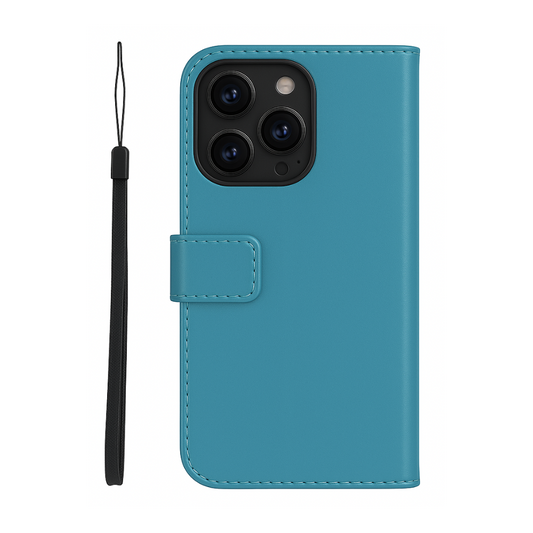 iPhone 16 Pro Hülle – Premium Wallet Case mit Kartenfach, Magnetverschluss und Handschlaufe